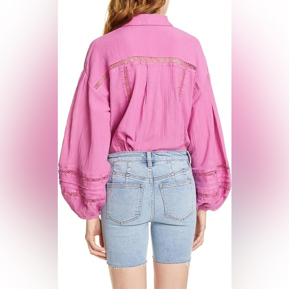 Free People Summer Stars Button Up Magenta Top - Picture 6 of 6